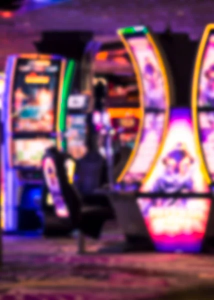 Desenfocado Casino Máquina Tragaperras Borrosa Con Luces Colores — Foto de Stock