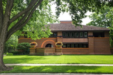 Oak Park. Illinois, Amerika Birleşik Devletleri - 25 Haziran 2018: The Arthur B. Heurtley Mimar Frank Lloyd Wright tarafından tasarlanmış House.   