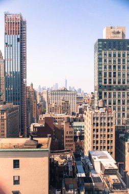 New York'un Manhattan midtown güneşli binalara cityscape
