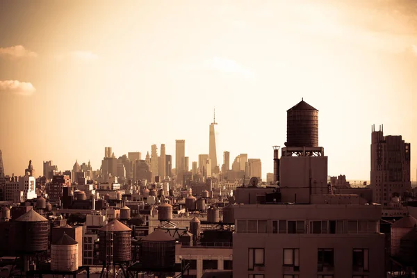 Ciudad Nueva York Manhattan Paisaje Edificios Centro Ciudad Día Soleado — Foto de Stock