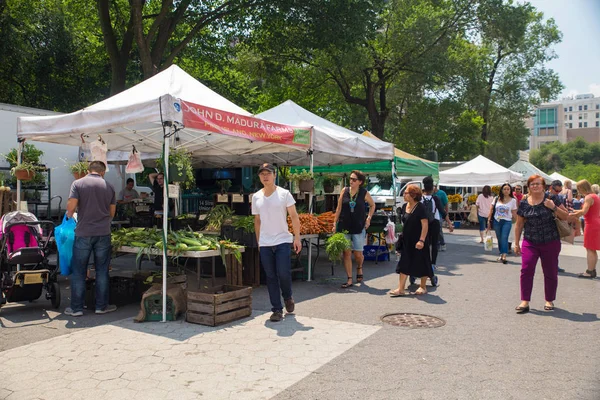 New York City Juli 2018 Zelte Menschen Und Biologisch Angebautes — Stockfoto