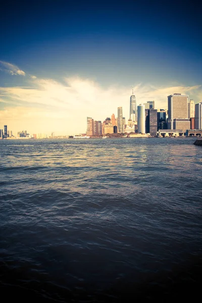 Downtown Finans Bölgesi Doğru Seyir New York Şehir Manzarası Görünümünü — Stok fotoğraf
