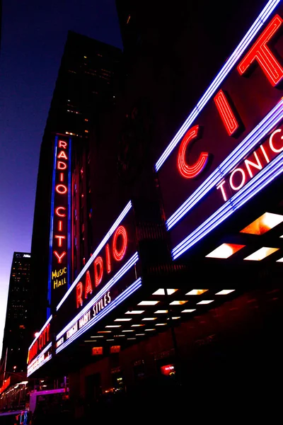 New York City September 2018 Bright Lights Radio City Music — Stock Photo, Image