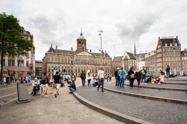 Amsterdam Paesi Bassi Agosto 2018 Veduta Della Storica Piazza Dam — Foto Stock