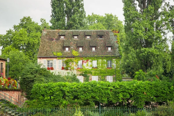 Hermosa Casa Cubierta Hiedra Vid Francia —  Fotos de Stock