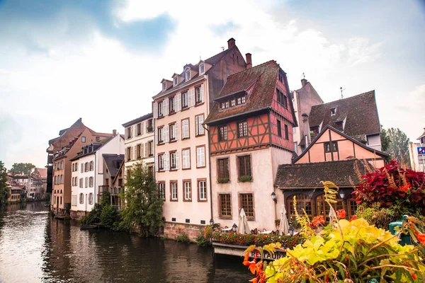 Vue Belles Maisons Colombages Canal Vue Strasbourg France — Photo