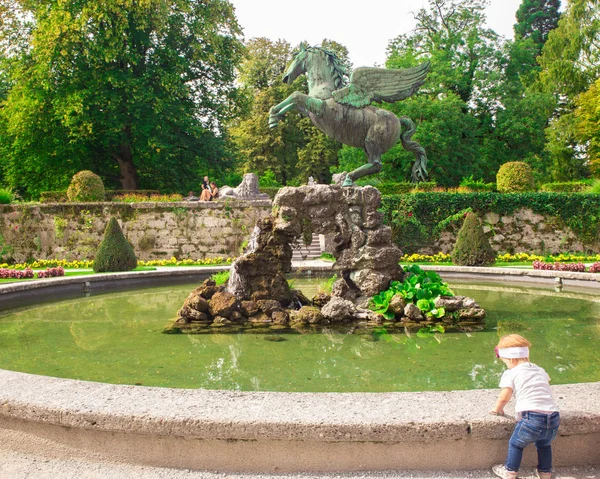 Salzburg Rakousko Září 2018 Pohled Historické Mirabelky Zahrady Palác Salzburg — Stock fotografie