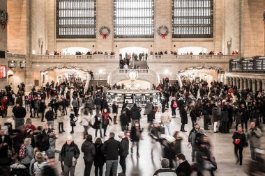 NEW YORK CITY - DECEMBER 17, 2017:  View of the inside of Grand Central Station Terminal in Manhattan at holiday time with crowd of people clipart