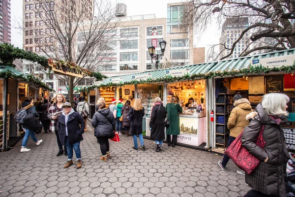 New York City December 2018 Visa Personer Julhandeln Union Square — Stockfoto