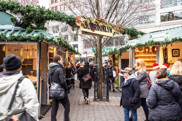 New York City Aralık 2018 Insanlar Manhattan Union Square Greenmarket — Stok fotoğraf