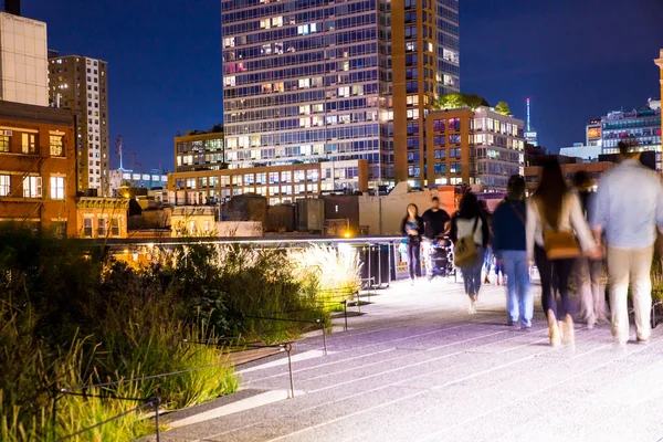 Nueva York City Octubre 2017 Escena Nocturna Largo Highline Park — Foto de Stock