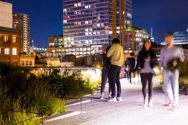 Nova Cidade Iorque Outubro 2017 Cena Noturna Longo Highline Park — Fotografia de Stock