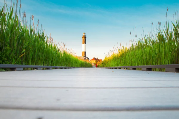 Ateş Adası Feneri Long Island Üzerinde Giden Yol — Stok fotoğraf