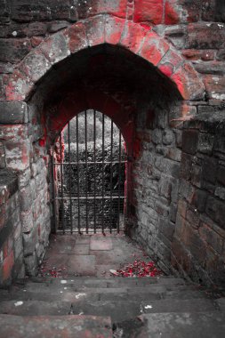 Kapı kapı ve Ortaçağ kale mimari detaylar Kenilworth Castle İngiltere'den