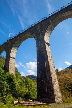 Kemerli demiryolu tren Üstgeçit Almanya'da kara orman yoluyla
