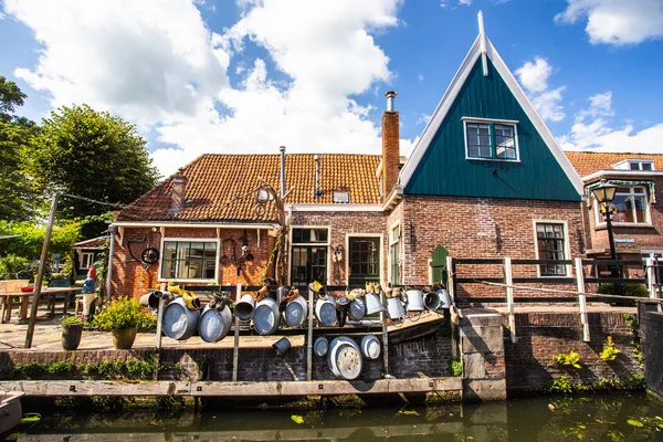 View Typical Home Canal Cheese Making Town Edam Holland — Stock Photo, Image