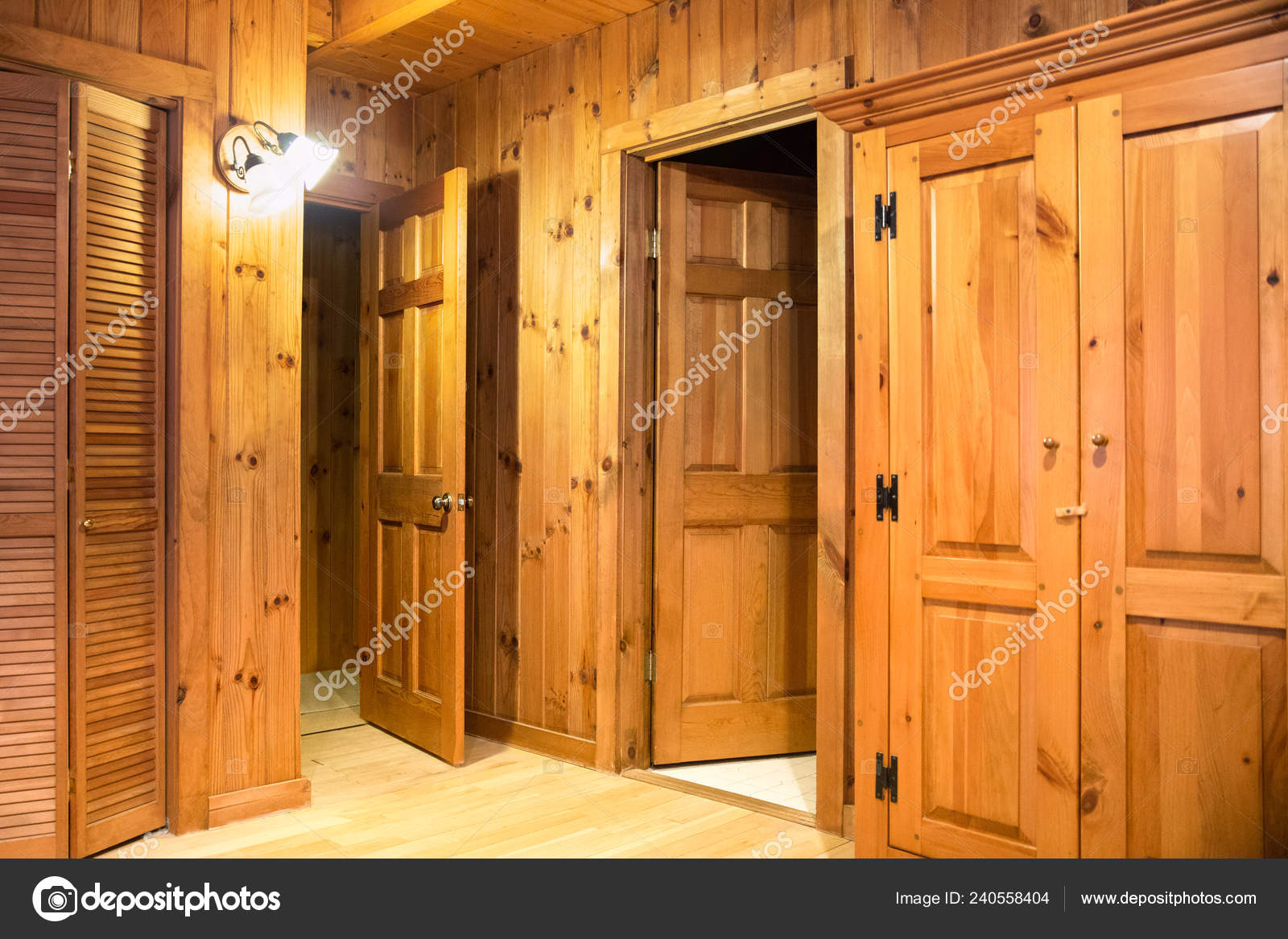 Interior Room Doors Wood Paneling Beautiful Wooden Cabin
