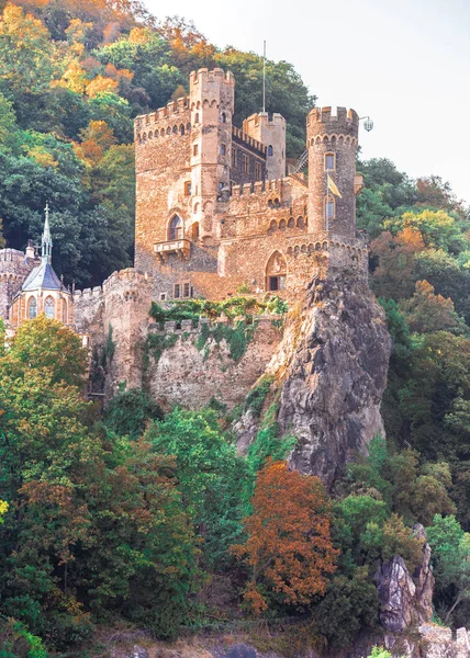 Belo Castelo Rheinstein Encosta Longo Rio Reno Alemanha — Fotografia de Stock