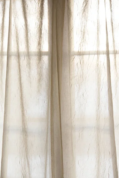 Sheer Fabric Window Curtain Filtered Light — Stock Photo, Image