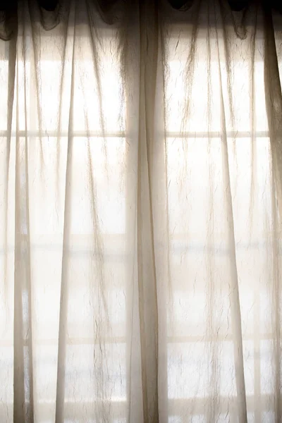 Sheer Fabric Window Curtain Filtered Light — Stock Photo, Image