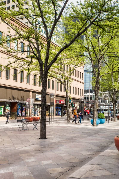 Denver Colorado Kwietnia 2018 Zobacz Przełomowe 16Th Street Mall Odkryty — Zdjęcie stockowe