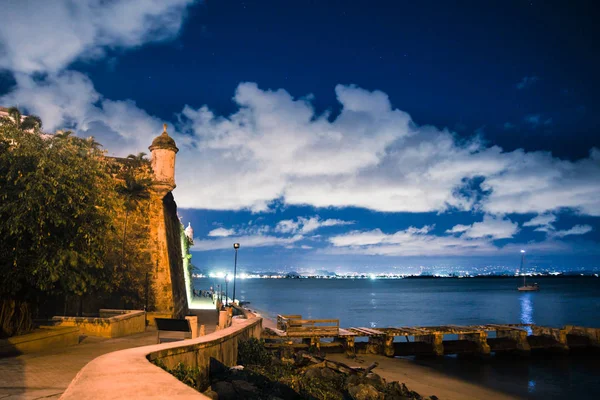 Fortaleza Morro Bonita San Juan Porto Rico Visto Noite Paseo — Fotografia de Stock