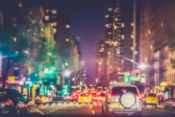 Koncentrált Éjszakai Blur New York City Manhattan Látott Forgalmas Utcán — Stock Fotó