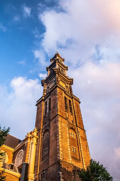 Chiesa Westerkerk Amsterdam Tramonto — Foto Stock