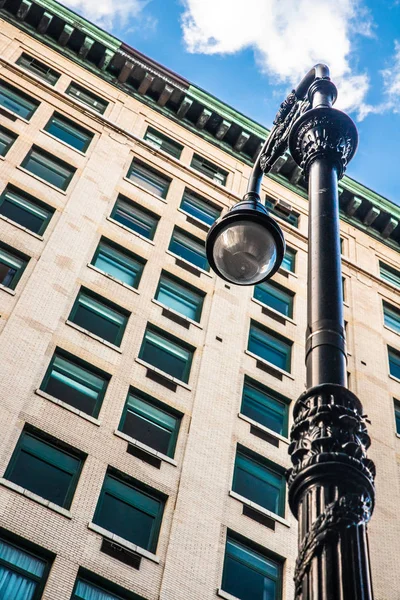 Vintage Straat Lamp New York City Architectuur — Stockfoto