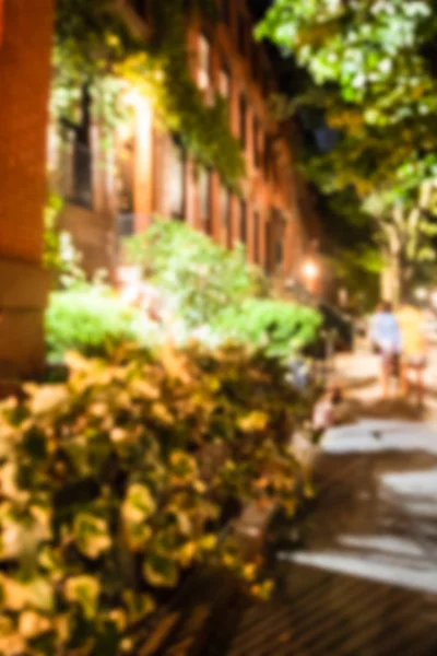 Nova Iorque Desfocada Noite Turva Cena Longo Calçada Com Brownstones — Fotografia de Stock