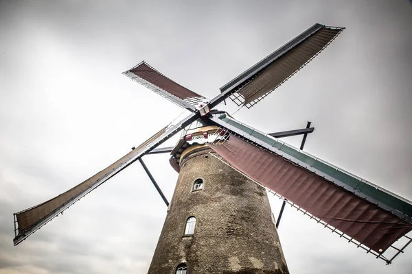 Moulin Vent Néerlandais Traditionnel Kinderdijk — Photo