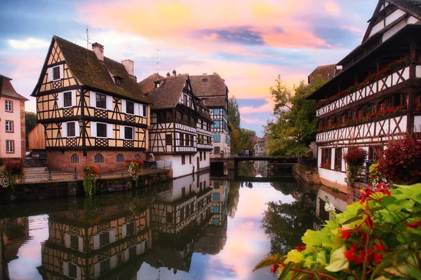 Beautiful View Strasbourg France Sunset Half Timbered Architecture Canal View — Stock Photo, Image