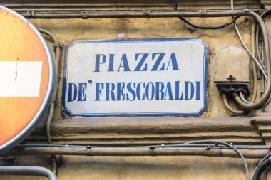 Floransa, Ital duvarda Piazza de' Frescobaldi sokak işareti