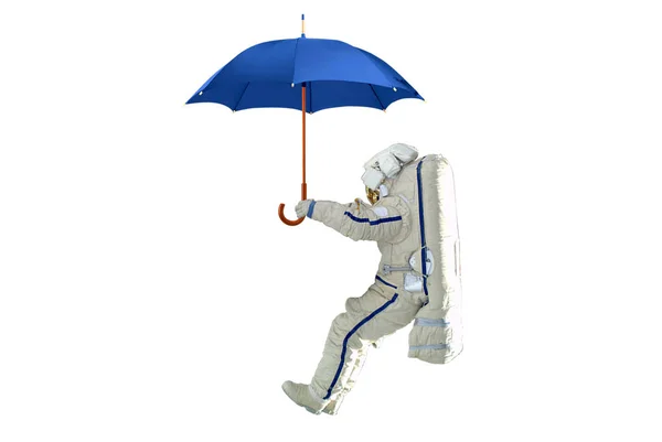 Spaceman Umbrella White Background Elements Image Furnished Nasa — Stock Photo, Image