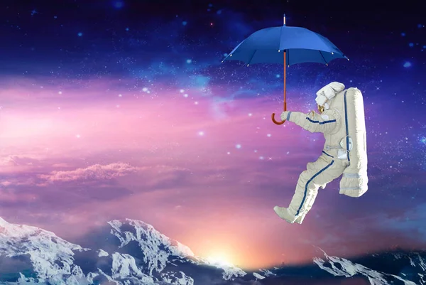 Astronauta Paraguas Que Viaja Espacio Exterior Elementos Esta Imagen Proporcionados —  Fotos de Stock