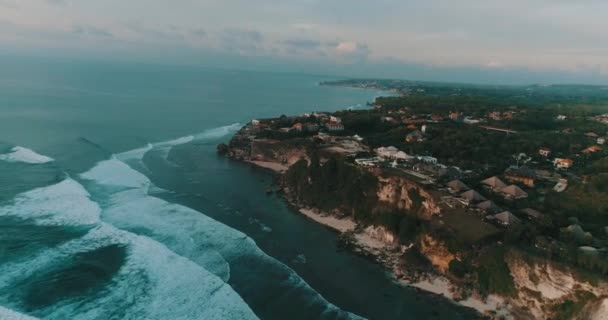 Aerial View Coastline Sea Waves Aerial View Coastline Sea Waves — Stock Video