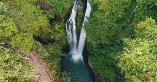 Vista Aérea Drone Bela Cachoeira Aling Aling Bali Indonésia — Vídeo de Stock