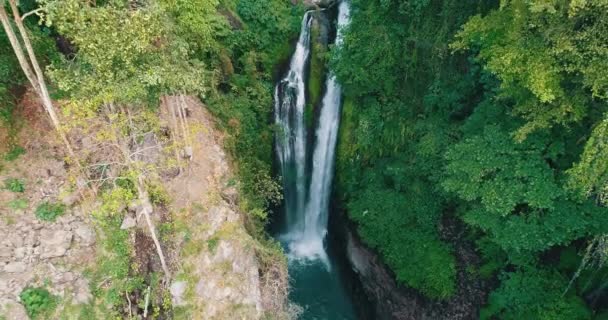 Aerial Drone View Beautiful Aling Aling Waterfall Nothern Bali Indonesia — Stock Video