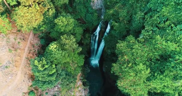 Vista Aérea Desde Dron Hermosa Cascada Aling Aling Noah Bali — Vídeos de Stock
