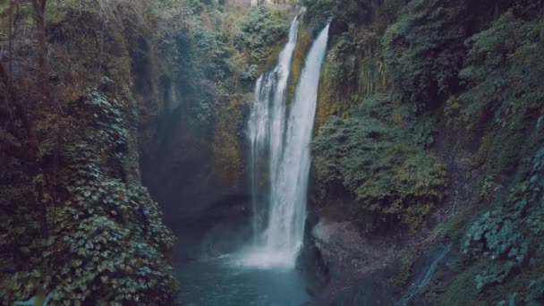 Flygfoto Över Vackra Aling Aling Vattenfall Bali Antenn Drönare Utsikt — Stockvideo