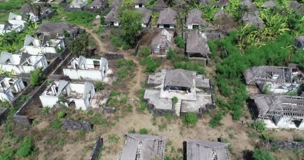 Vista Aérea Drone Casas Abandonadas Ilha Tropical Bali Indonésia — Vídeo de Stock