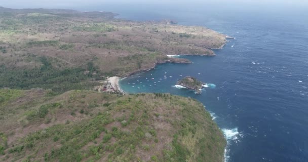 Vista Aérea Drone Bela Baía Cristal Ilha Nusa Penida Bali — Vídeo de Stock