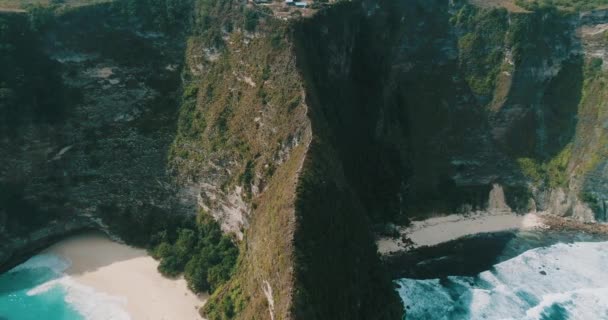 Hava Dron Görünümü Güzel Kelingking Plaj Nusa Penida Bali Endonezya — Stok video