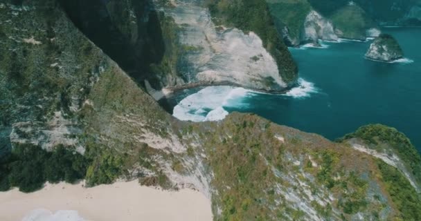 Hava Dron Görünümü Güzel Kelingking Plaj Nusa Penida Bali Endonezya — Stok video