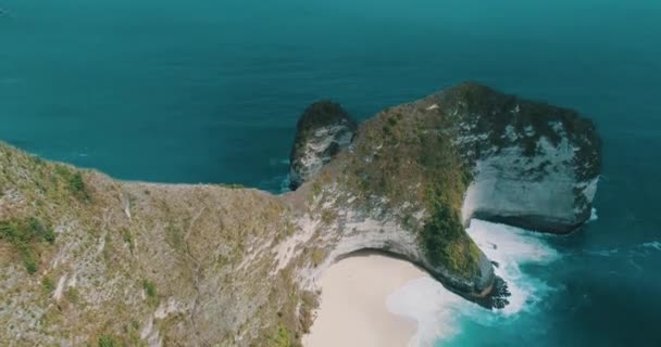 Widok Anteny Drone Pięknej Plaży Kelingking Mieście Nusa Penida Bali — Wideo stockowe