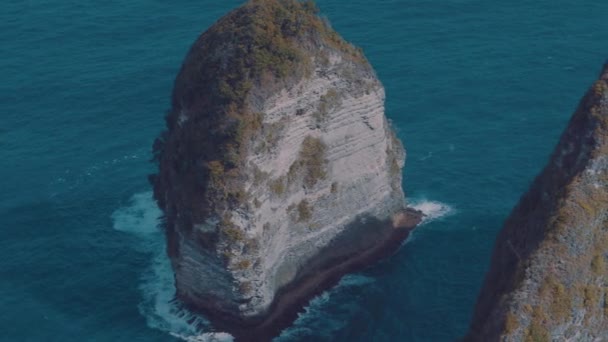 Vacker Kelingking Sandstrand Och Klippor Nusa Penida Bali Indonesien — Stockvideo