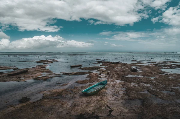 Aerial Drönarvy Lågvatten Nusa Lembongan Beach Bali Indonesien — Stockfoto