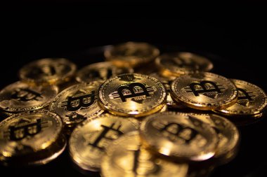 Makro closeup kripto Döviz Alım Bitcoin sikke 