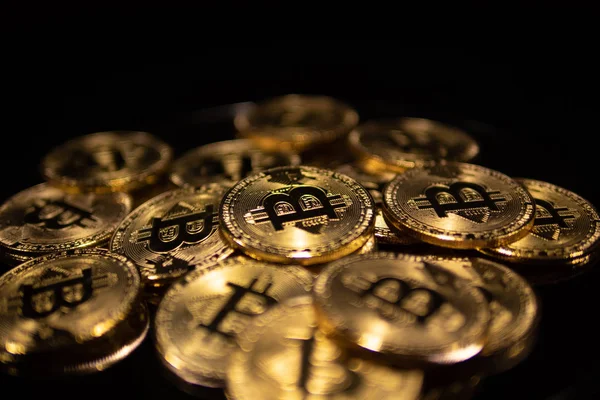 Makro closeup kripto Döviz Alım Bitcoin sikke 