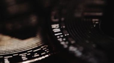 Makro closeup kripto Döviz Alım Bitcoin iplik sikke 